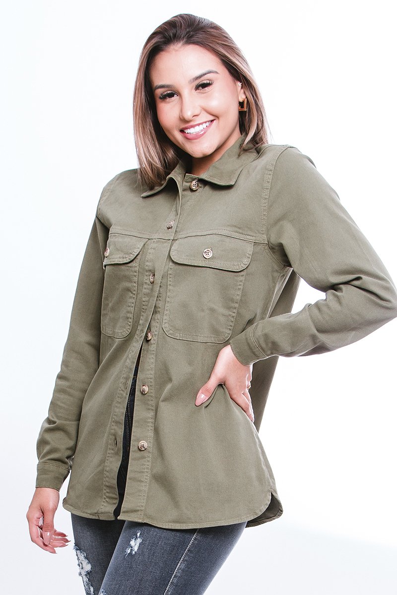 Camisa Feminina Camisa Verde Militar Oversize Clearance Camisa Verde Militar  Feminina Online, image size:800x1200
