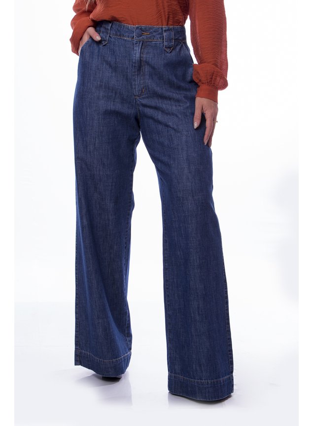 Wide Leg Damyller Calcas Calça Wide Leg Com Fendas E Cintura