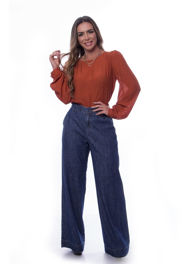 Jeans CalÃ§a Pantalona De Tecido Jeans Pantalona CalÃ§a Larga