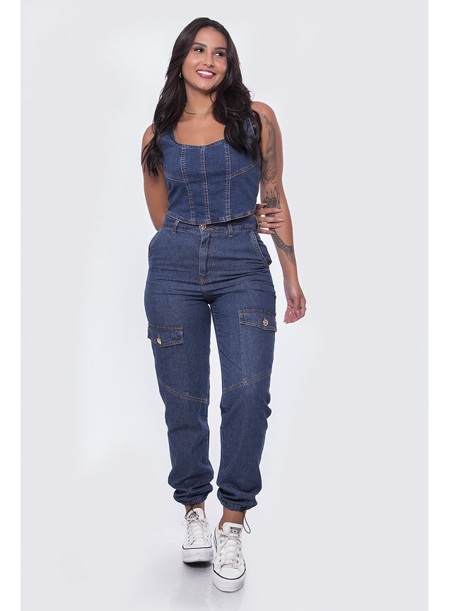 Mom CalÃ§a Jeans Mais Curta Calça Mom Jeans Cropped Com Pespontos